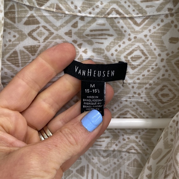 Summer shirt - button down - Van Heusen cream boho pattern - Picture 4 of 8